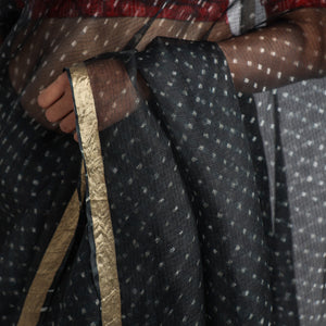 Black - Leheriya Tie-Dye Mothra Kota Doria Silk Saree