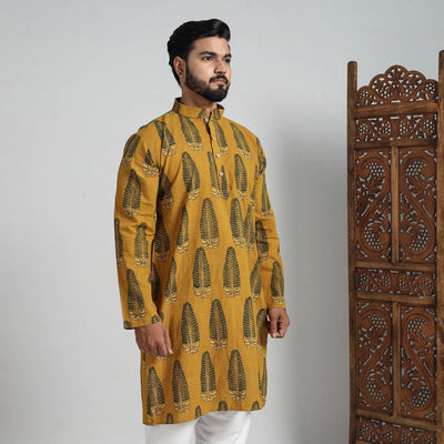 Ajrakh Block Printed Cotton Men Long Kurta 11