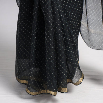 Black - Leheriya Tie-Dye Mothra Kota Doria Silk Saree