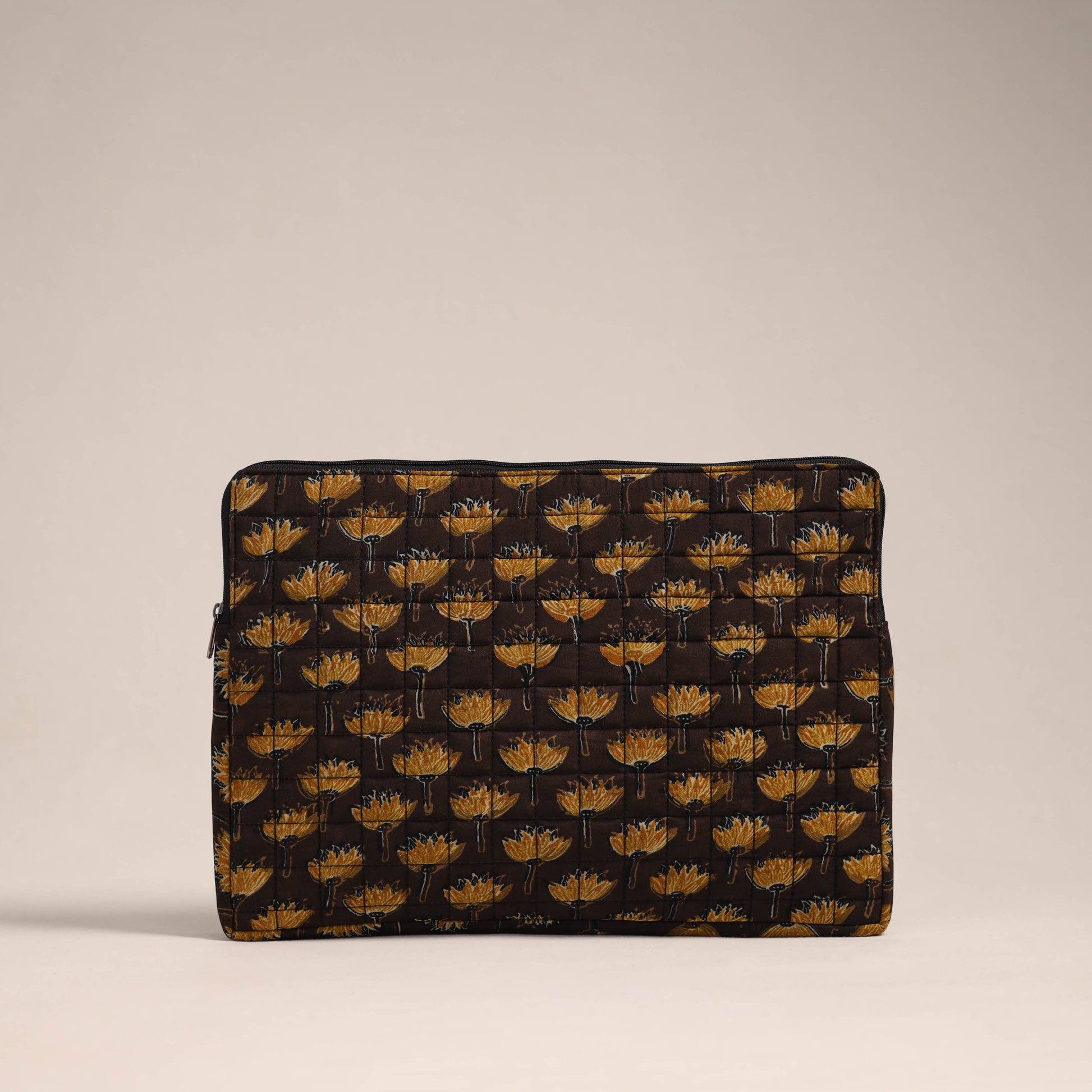 Brown - Handcrafted Quilted Laptop Sleeve (11 x 16 in) 01