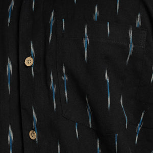Black - Pochampally Ikat Weave Cotton Men Full Sleeve Shirt 25
