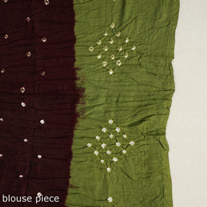 Brown - Kutch Tie-Dye Cotton Bandhani Saree with Blouse Piece 22