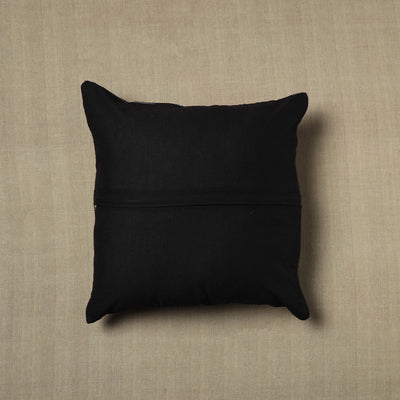 Black - Pure Cotton Kantha Stitch Ikat Cushion Cover (16 x 16 in) 05