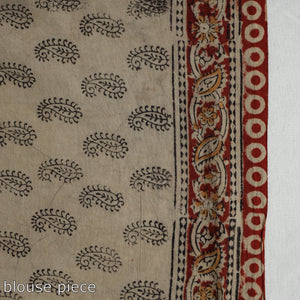 Black - Pedana Block Print Cotton Kalamkari Saree  04