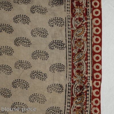 Black - Pedana Block Print Cotton Kalamkari Saree  04