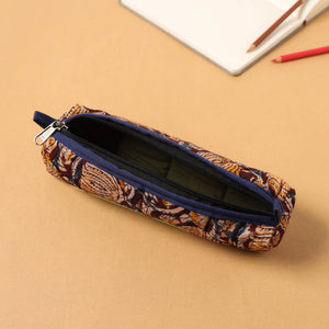 Brown - Handcrafted Quilted Cotton Pencil Pouch 04