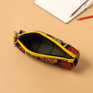 Black - Handcrafted Quilted Cotton Pencil Pouch 05