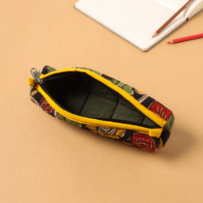 Black - Handcrafted Quilted Cotton Pencil Pouch 05