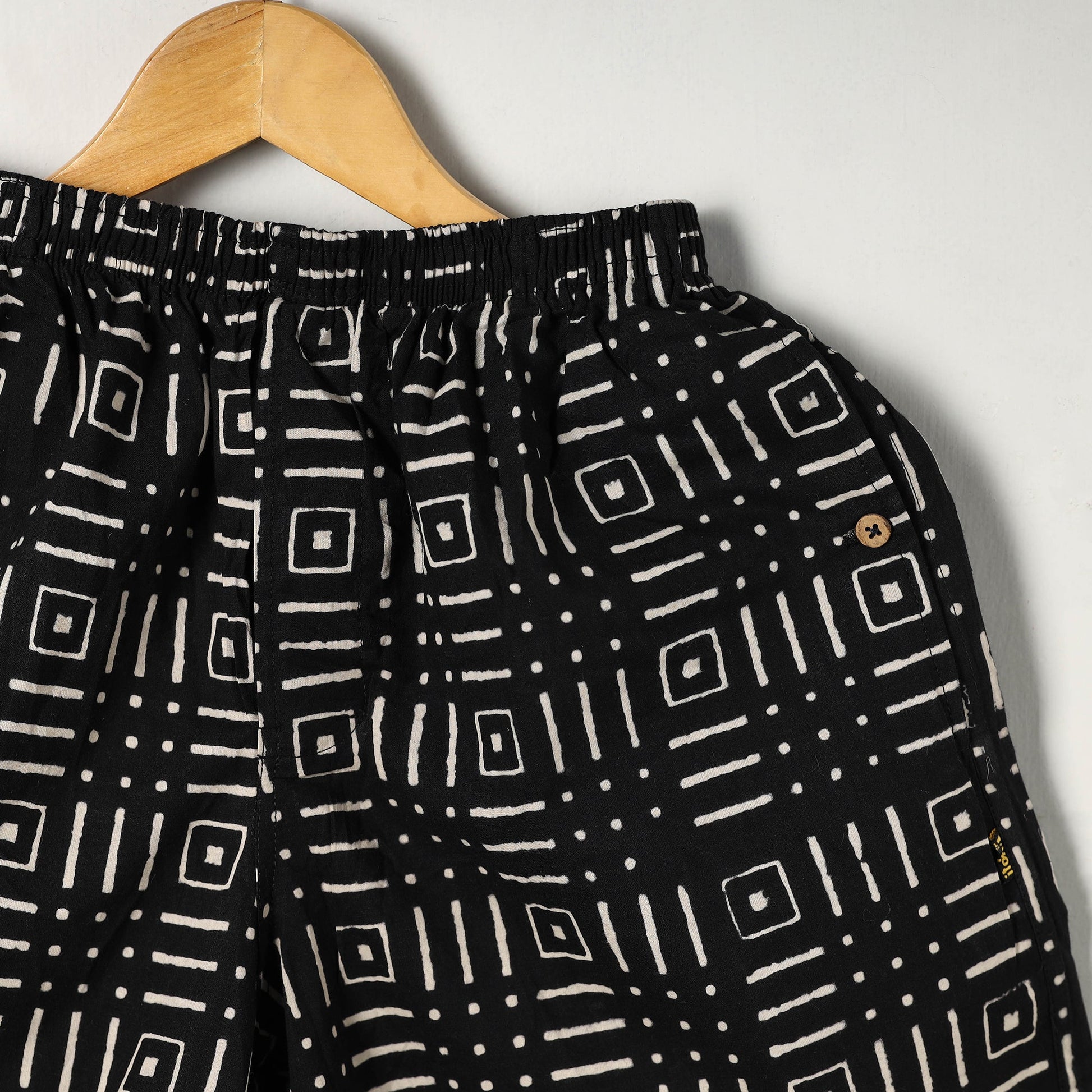Black - Block Print Cotton Unisex Sanganeri Shorts/Boxer 06