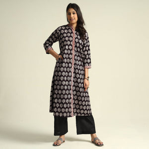 Black - Bagh Block Printed Cotton Kurta with Palazzo Set