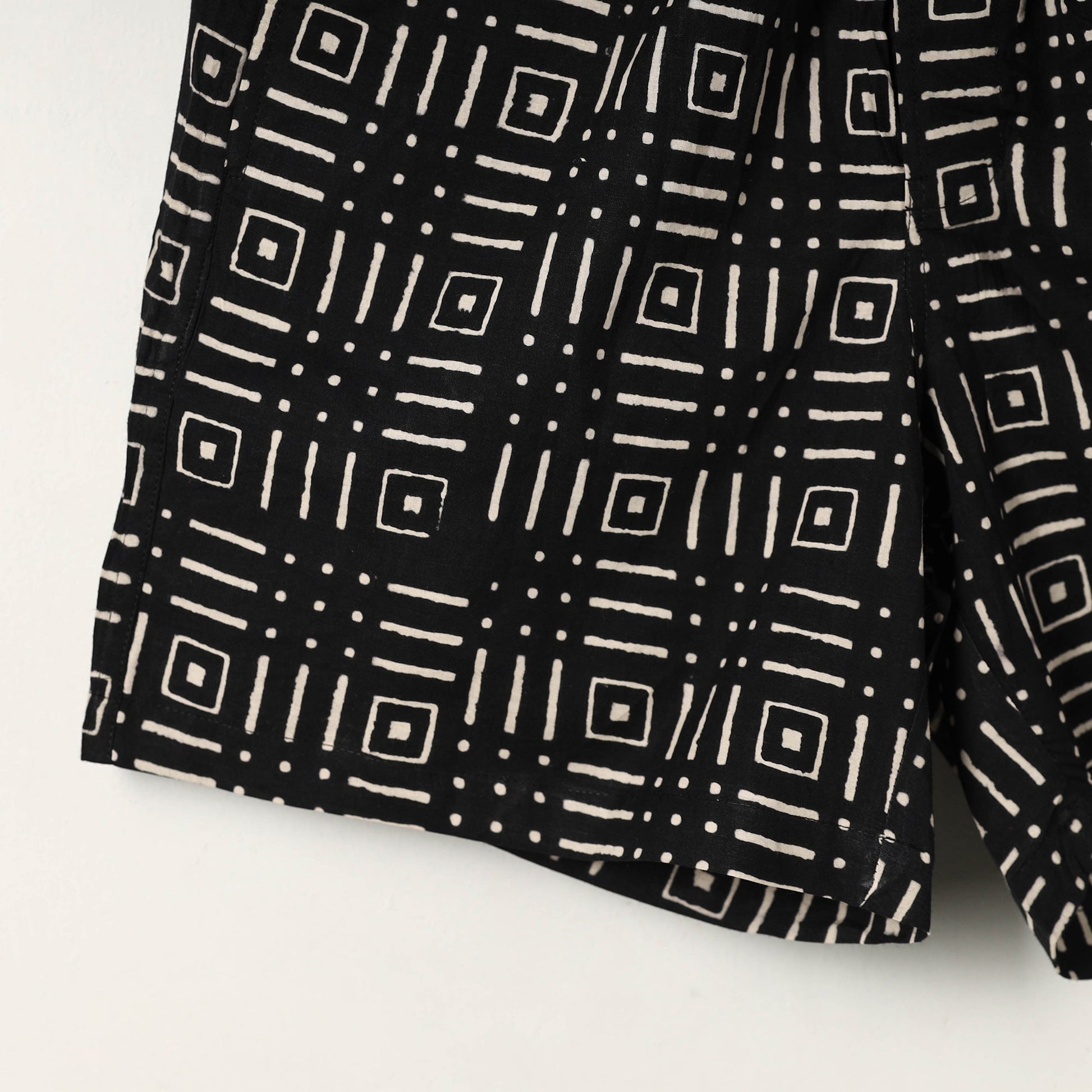 Black - Block Print Cotton Unisex Sanganeri Shorts/Boxer 06
