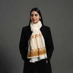 Brown - Pure Wool Block Print Sanganeri Stole 57