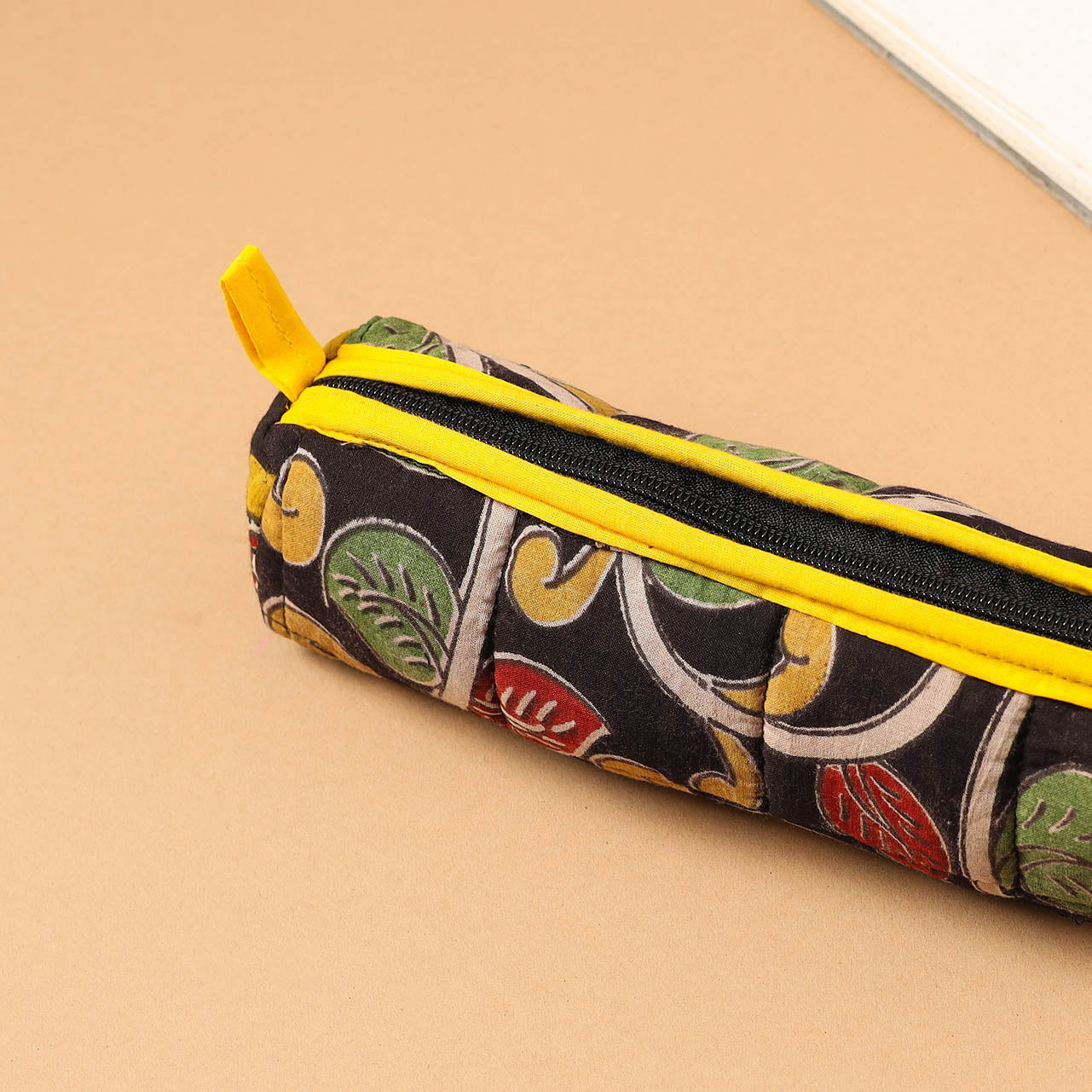 Black - Handcrafted Quilted Cotton Pencil Pouch 04