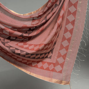 Brown - Handloom Cotton Phulia Jamdani Saree with Tassels