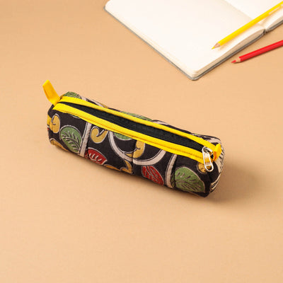Black - Handcrafted Quilted Cotton Pencil Pouch 04
