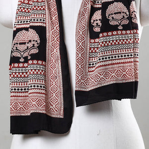 Black - Bagh Hand Block Printed Cotton Stole