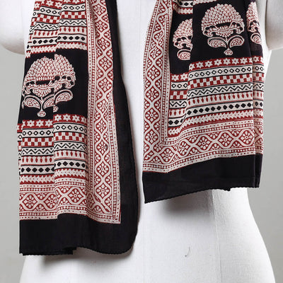 Black - Bagh Hand Block Printed Cotton Stole