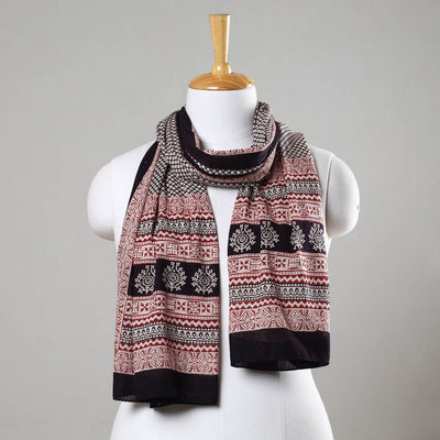 Black - Bagh Hand Block Printed Cotton Stole