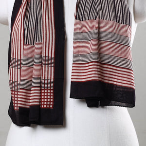 Black - Bagh Hand Block Printed Cotton Stole