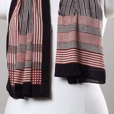 Black - Bagh Hand Block Printed Cotton Stole