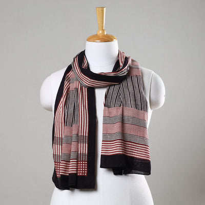 Black - Bagh Hand Block Printed Cotton Stole