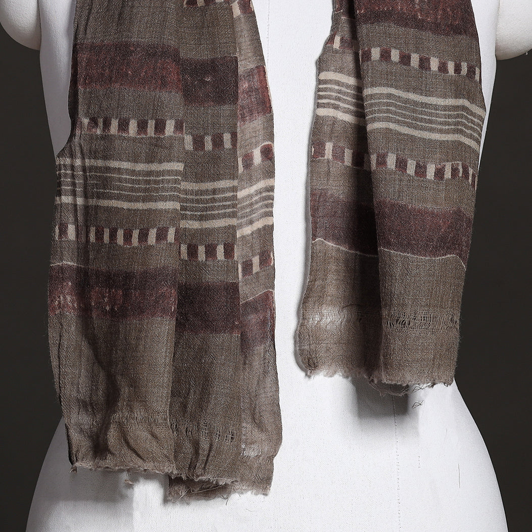 Brown - Akola Hand Block Printed Pure Woolen Stole