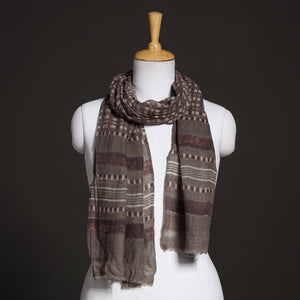 Brown - Akola Hand Block Printed Pure Woolen Stole