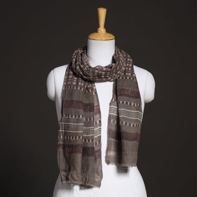 Brown - Akola Hand Block Printed Pure Woolen Stole