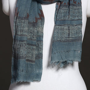 Blue - Akola Hand Block Printed Pure Woolen Stole