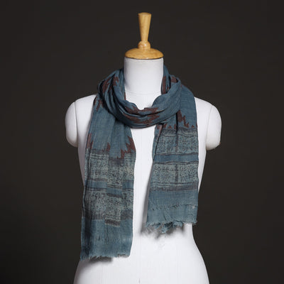 Blue - Akola Hand Block Printed Pure Woolen Stole