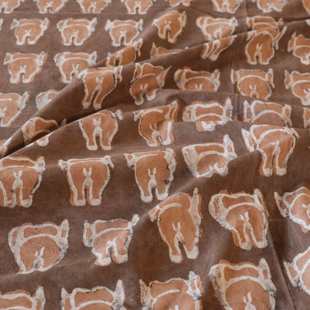 Brown - Block Art Print Cotton Double Bindaas Bed Sheet (110 x 93 in)
