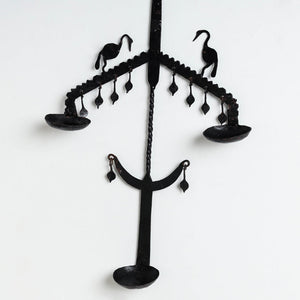 Bastar Tribal Wrought Iron 3 Diya / Candle Stand