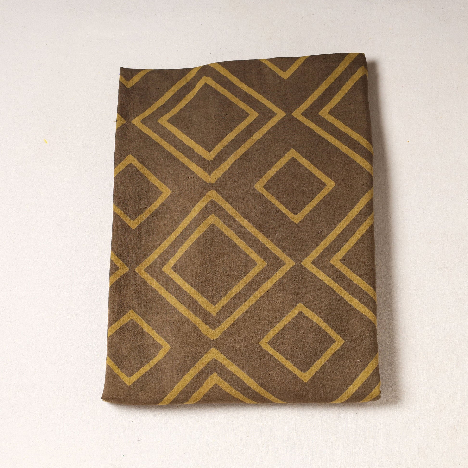 Brown - Ajrakh Hand Block Printed Cotton Precut Fabric (2.5 Meter)
