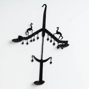Bastar Tribal Wrought Iron 3 Diya / Candle Stand