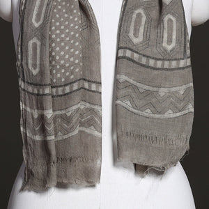 Brown - Akola Hand Block Printed Pure Woolen Stole