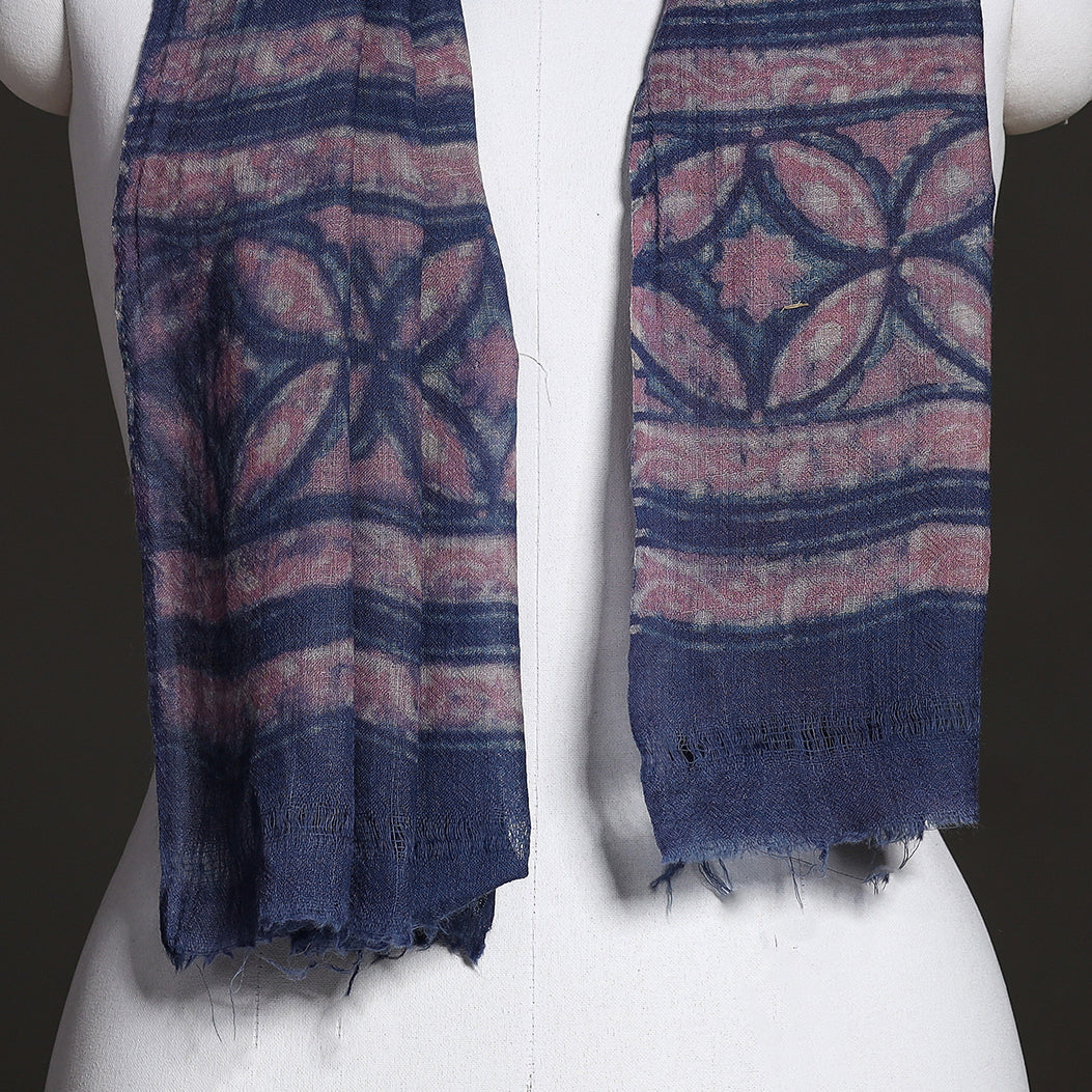 Blue - Akola Hand Block Printed Pure Woolen Stole