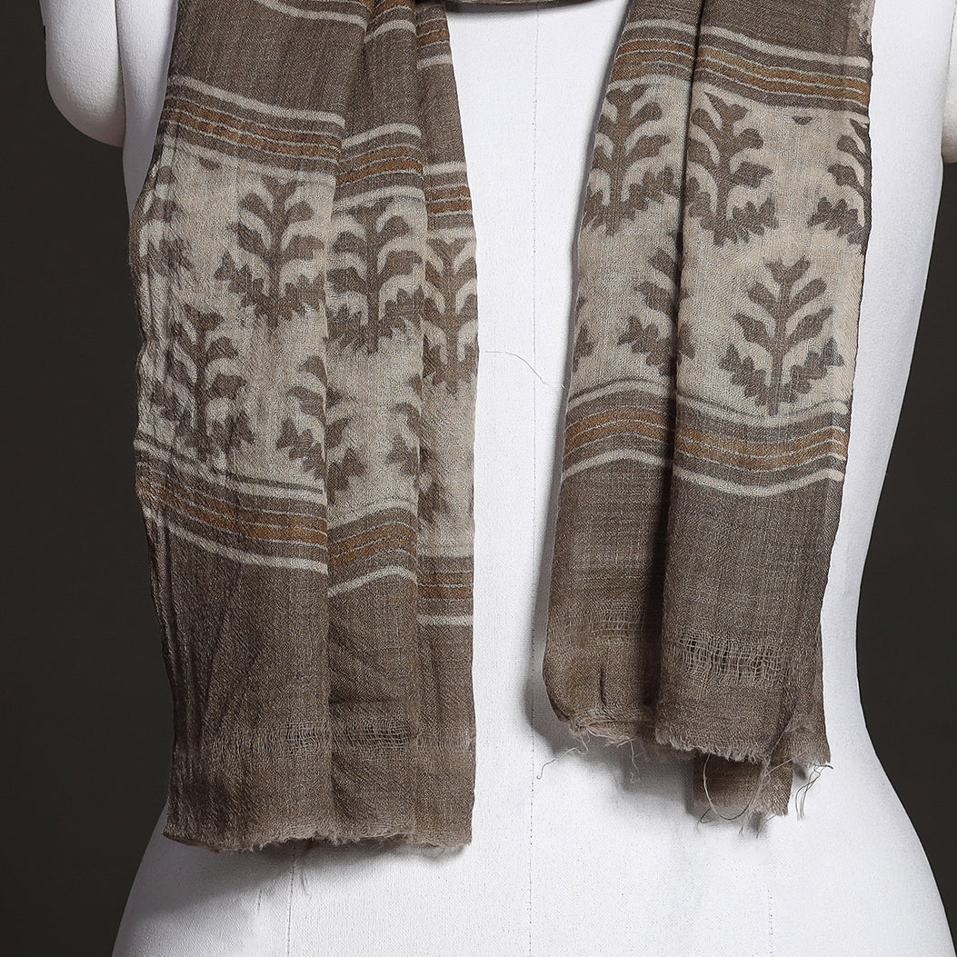 Brown - Akola Hand Block Printed Pure Woolen Stole
