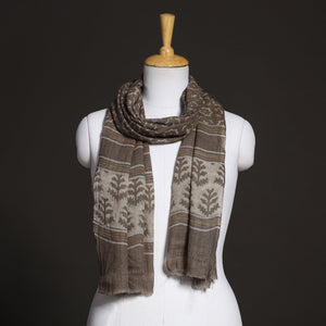 Brown - Akola Hand Block Printed Pure Woolen Stole