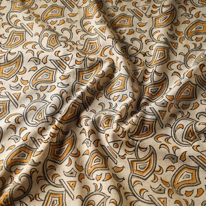 Beige - Kalamkari Block Printed Cotton Fabric