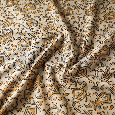 Beige - Kalamkari Block Printed Cotton Fabric