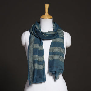 Blue - Akola Hand Block Printed Pure Woolen Stole