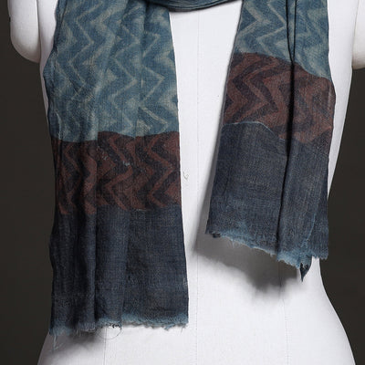 Blue - Akola Hand Block Printed Pure Woolen Stole