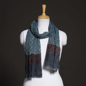 Blue - Akola Hand Block Printed Pure Woolen Stole