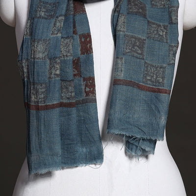Blue - Akola Hand Block Printed Pure Woolen Stole