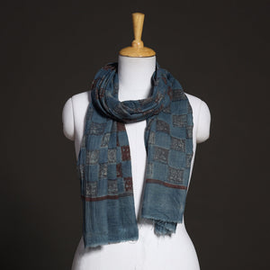 Blue - Akola Hand Block Printed Pure Woolen Stole