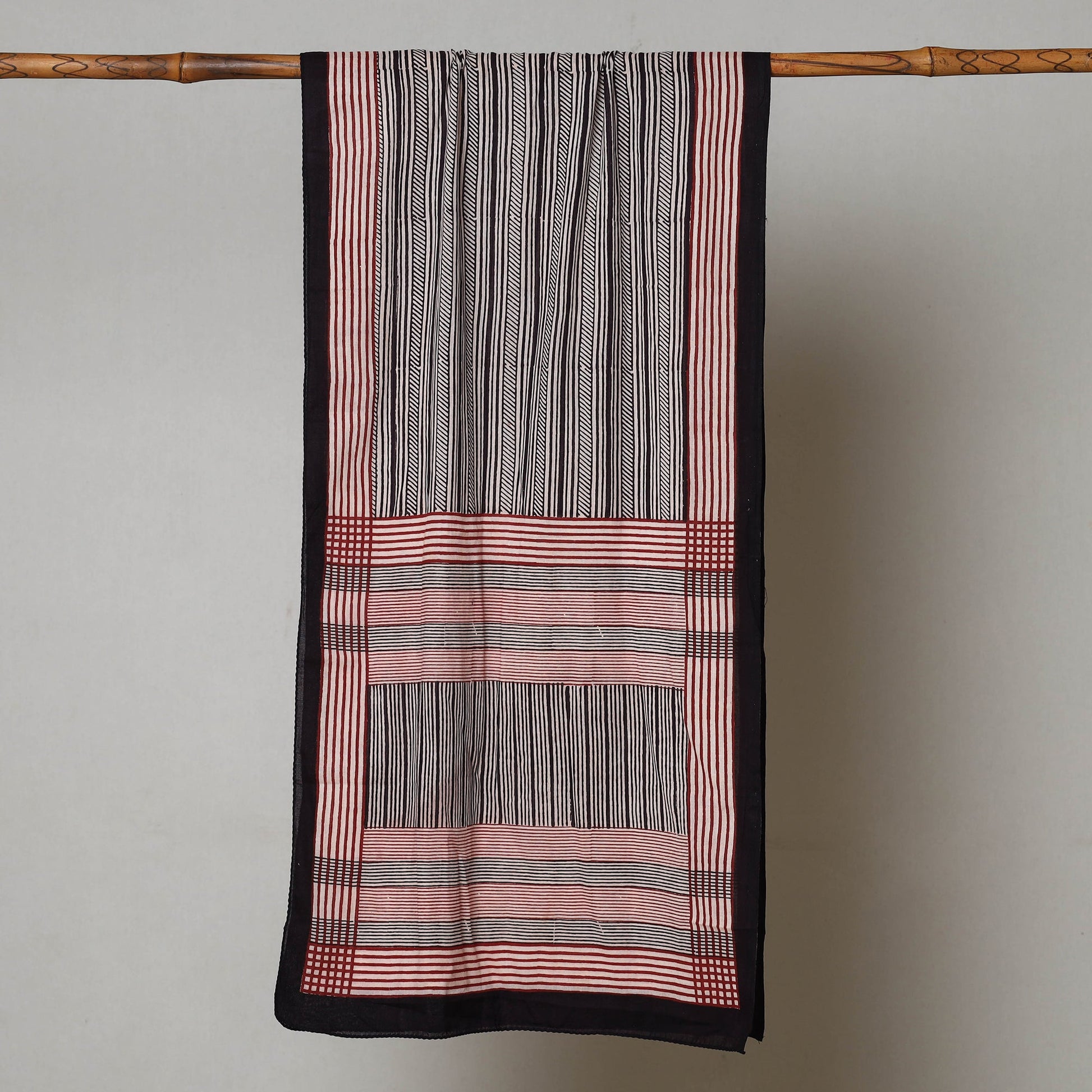 Black - Bagh Hand Block Printed Cotton Stole