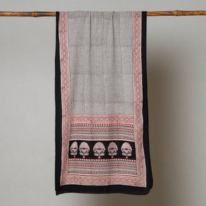Black - Bagh Hand Block Printed Cotton Stole
