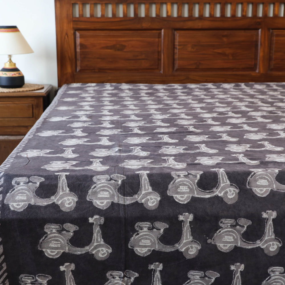 Brown - Block Art Print Cotton Double Bindaas Bed Sheet (110 x 93 in)