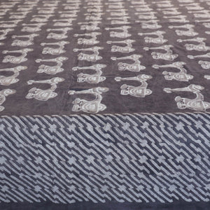 Brown - Block Art Print Cotton Double Bindaas Bed Sheet (110 x 93 in)