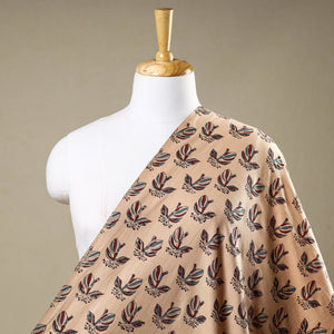 Beige - Mangalgiri Block Printed Handwoven Cotton Fabric